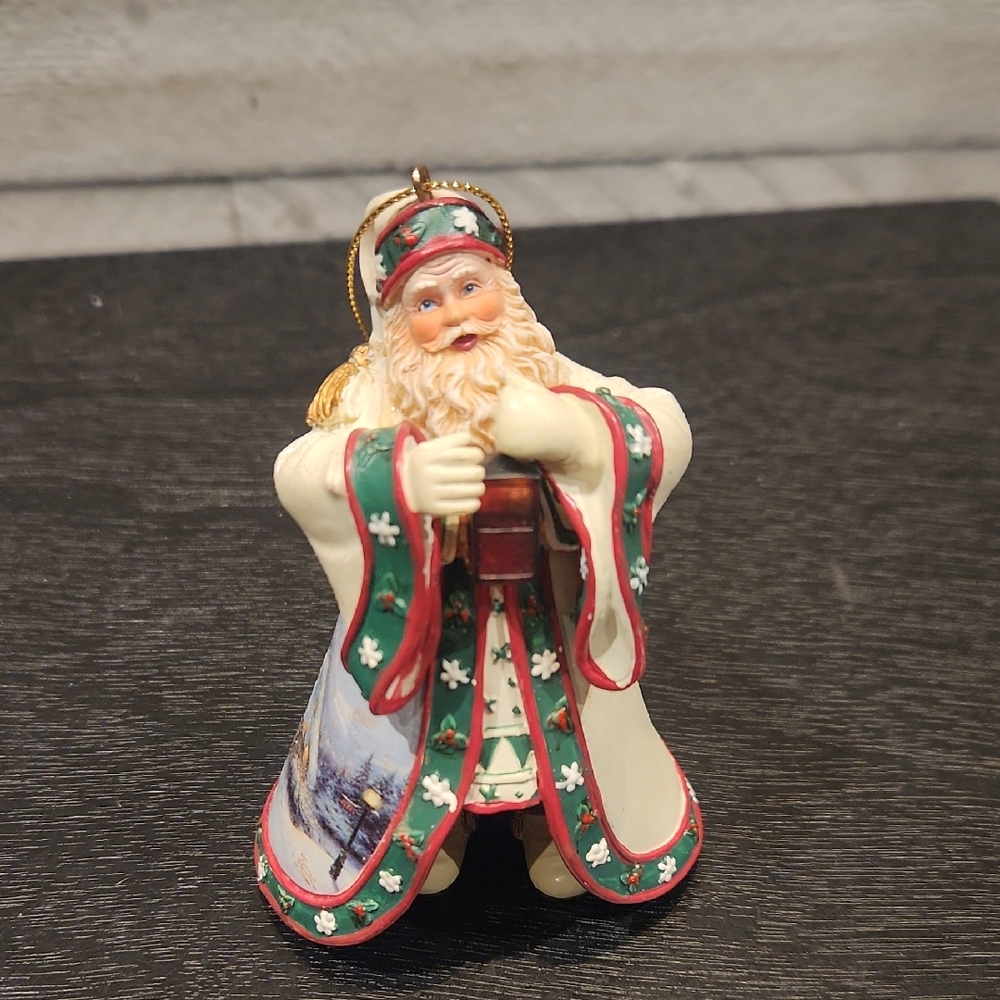 EUC The Ashton-Drake Galleries Santa Claus w/Thomas Kincaid Pic On Coat